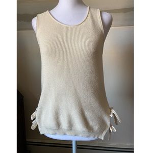 Madewell Cream Knit Sleeveless Blouse w/ Tie side Accents size XXS
